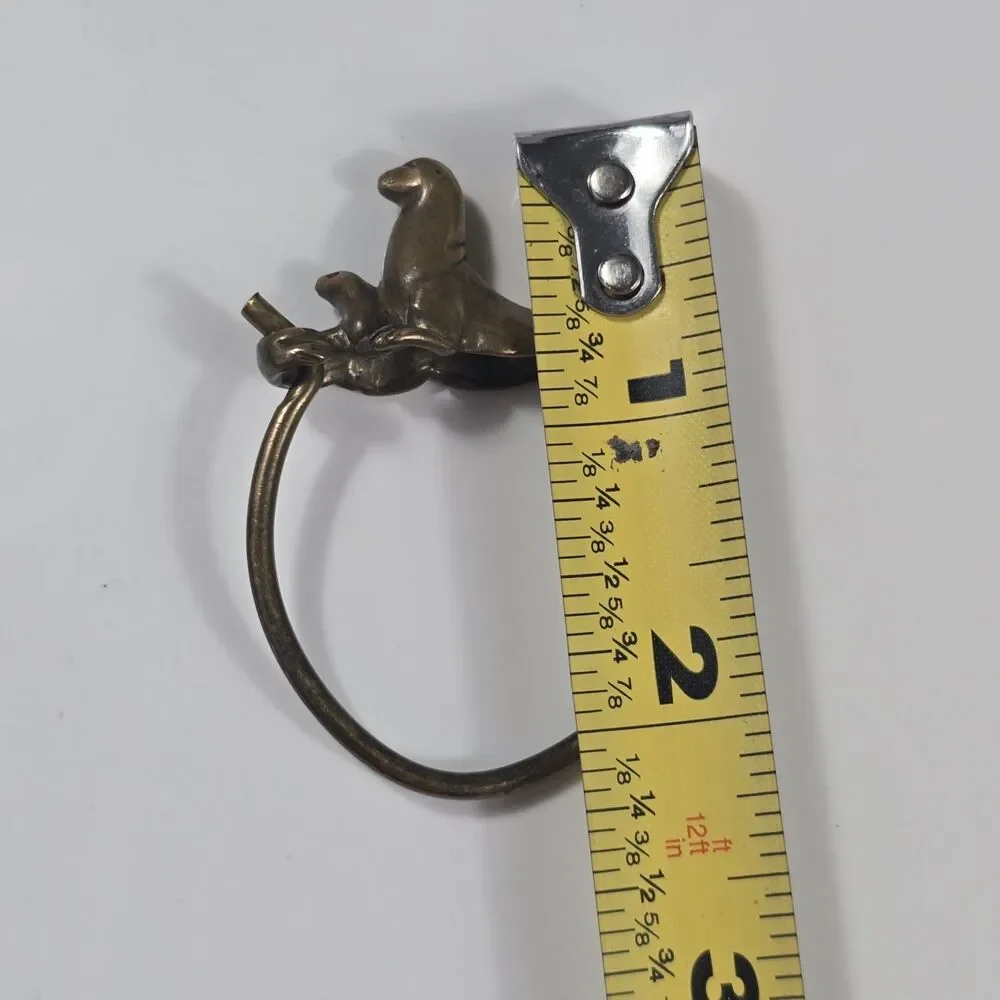 Vintage Christopher Jupp Sea Lion Mom and Baby Brass Keyring